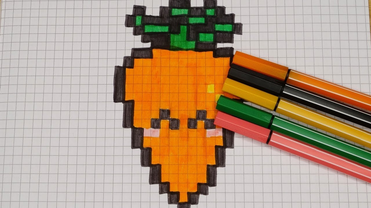 DIY Handmade Drawing Pixel Art | How to draw a cute Easter Carrot | Easy Draw with Me