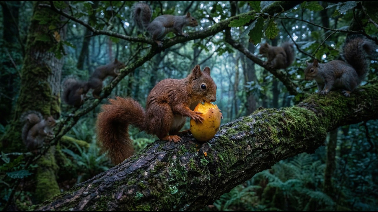 Tiny Forest Resident: Relaxing Squirrel ASMR | 4K Cinematic Nature