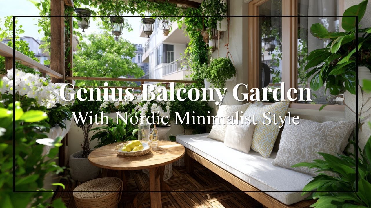 Genius Scandinavian Balcony Garden Using Minimalist Pots & Light Wood Elements