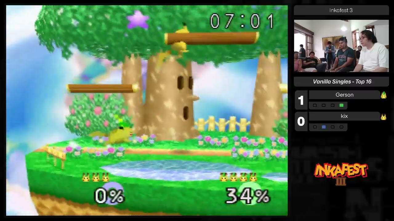 Inkafest 3 Winners R1 Gerson (Pikachu) vs kix (Green Hat Pikachu) Smash 64 SSB64