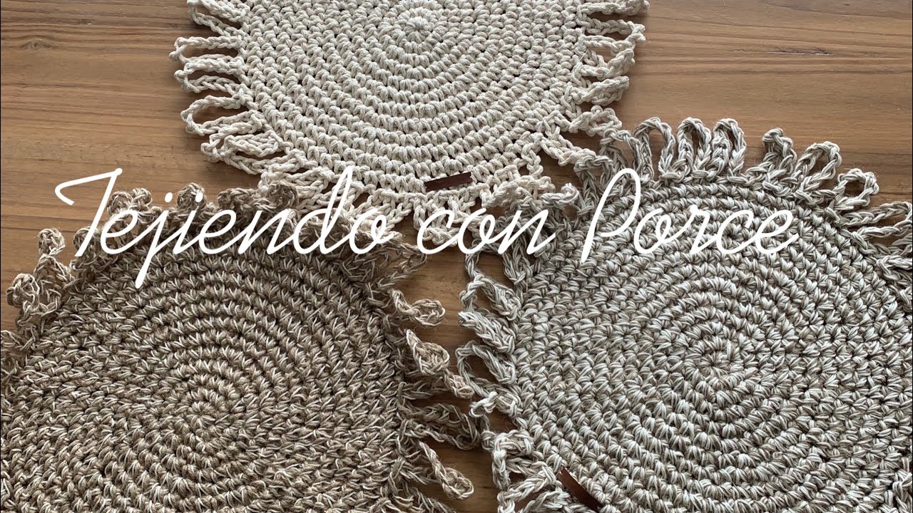 Individual Porce  Tejido a crochet con yute e hilo