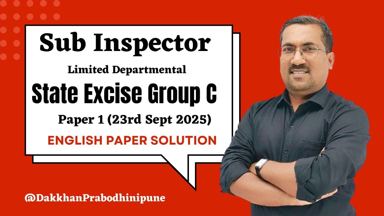 Sub Inspectator, State Excise Exam 2025 English Paper Solution 2026