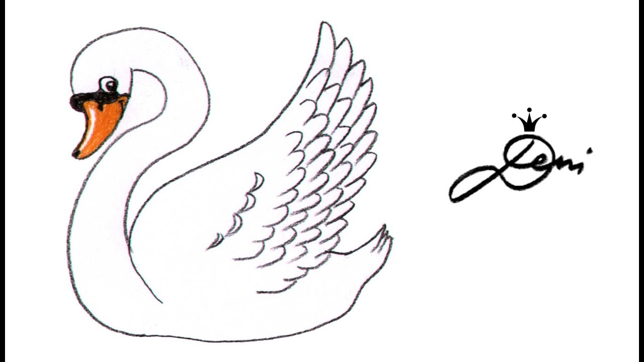 Schwan zeichnen lernen ♥ How to draw a swan ♥ как се рисува лебед ♥ dessiner un cygne cigno cisne 天鹅