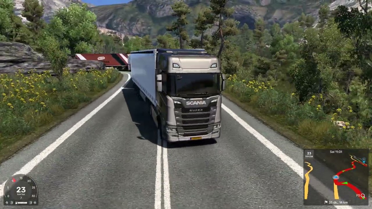 Euro Truck Simulator 2 çift dorse ile zorlu yollar tır kafayı yedi