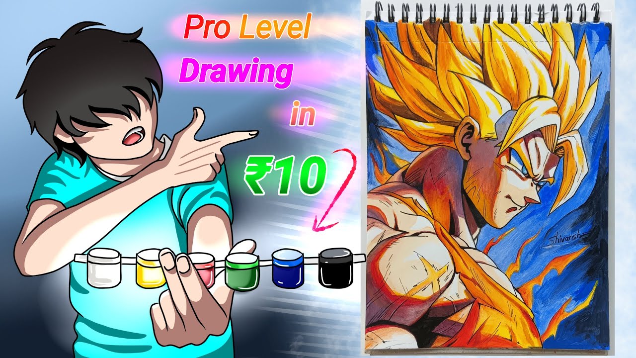 Pro Level Drawing Of Goku With Cheapest watercolour.