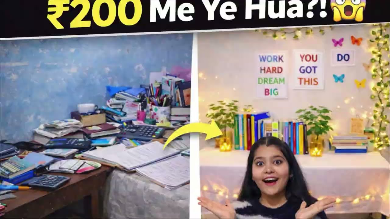 ₹200 me Study Table + YouTube Setup 😳 | Student & Beginner Creator Makeover🥳
