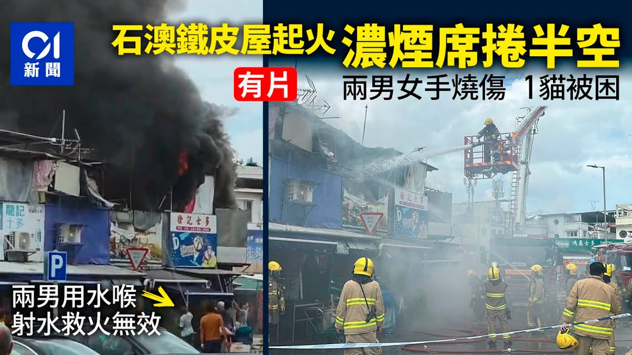 【01秒看新聞】石澳二級火｜兩男女手燒傷　1貓被困單位亡　消防開喉灌救｜01新聞｜石澳｜消防｜火警｜小貓｜士多