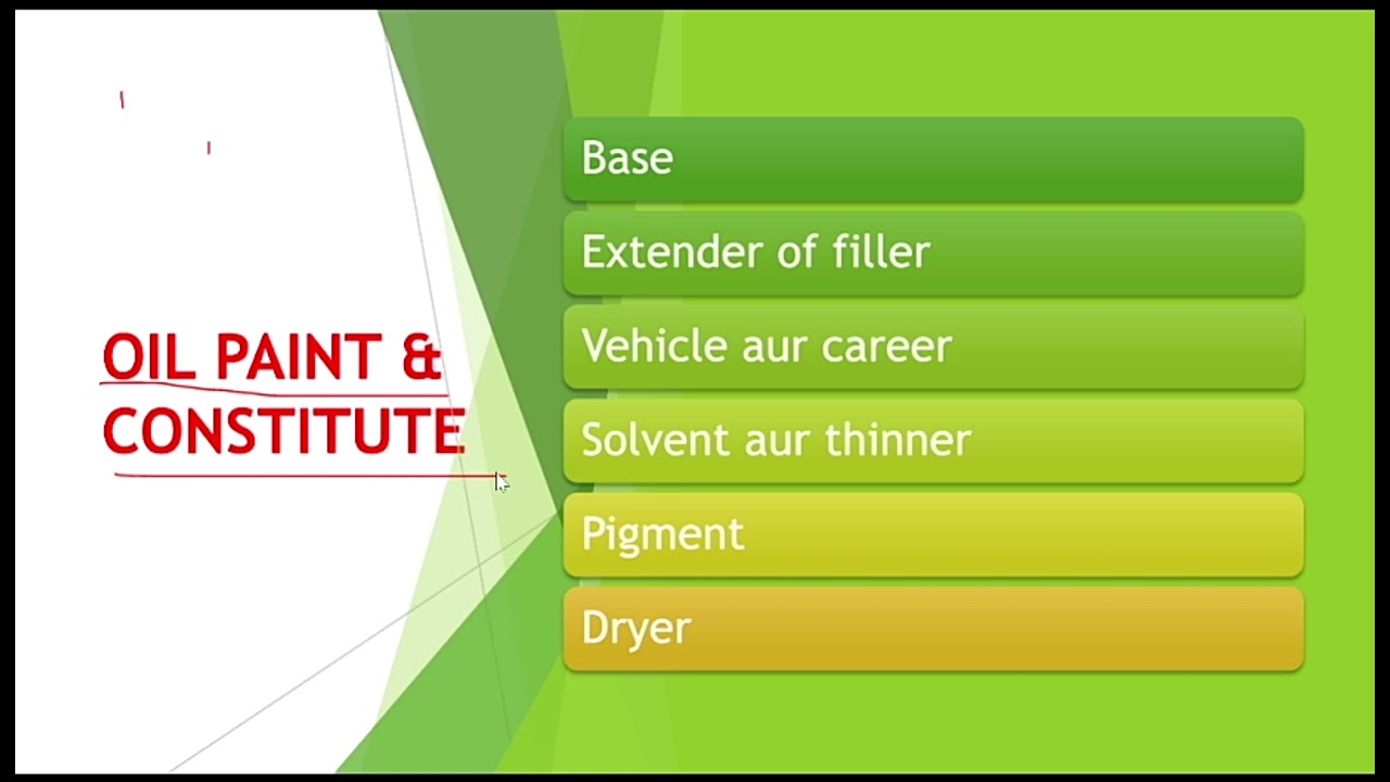 BMC- paint & varnish। oil paint constitute। base। vehicle।career। solvent। thinner। pigment।dryer