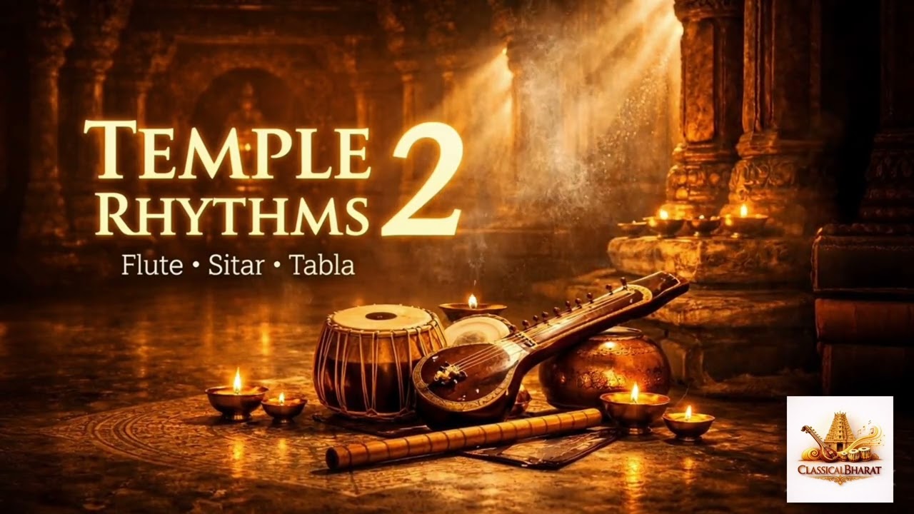 Temple Rhythms 2 – Peaceful Tabla , Flute & Sitar Meditation Music | Indian Classical