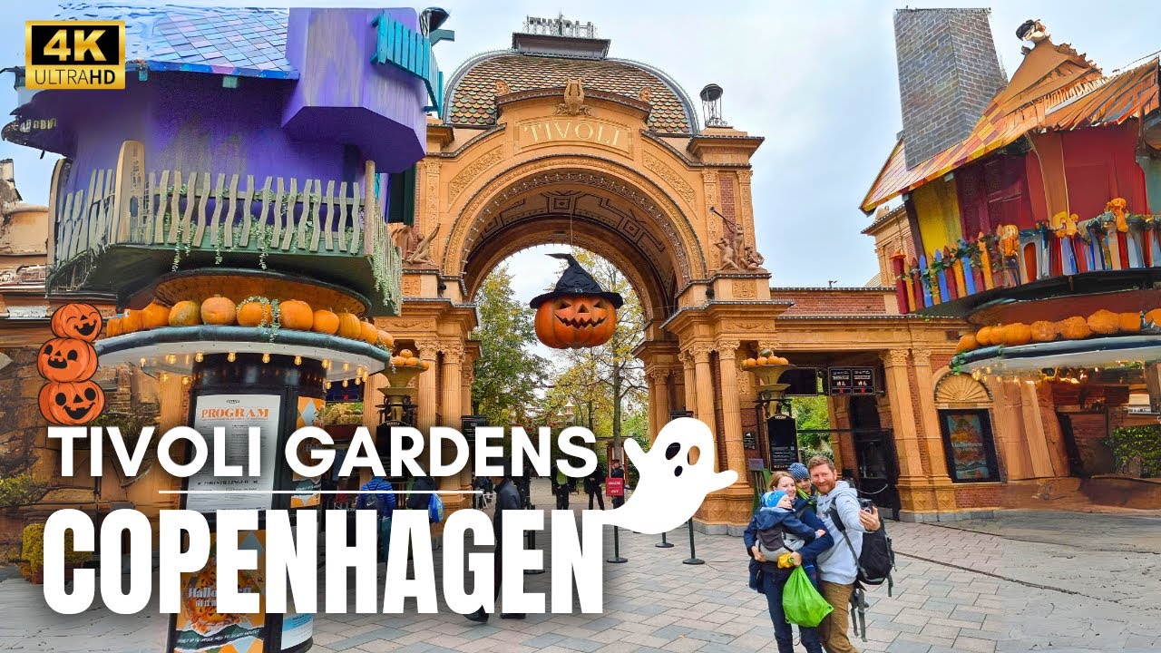 4K Tivoli Gardens Copenhagen Halloween Decoration Edition Full Walking Tour [Denmark]
