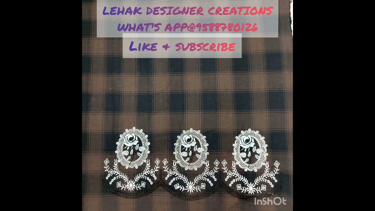 Embroidered Pure Branded Pushmina checks 5m : Soft, warm & comfortable@lehakdesignercreations8940