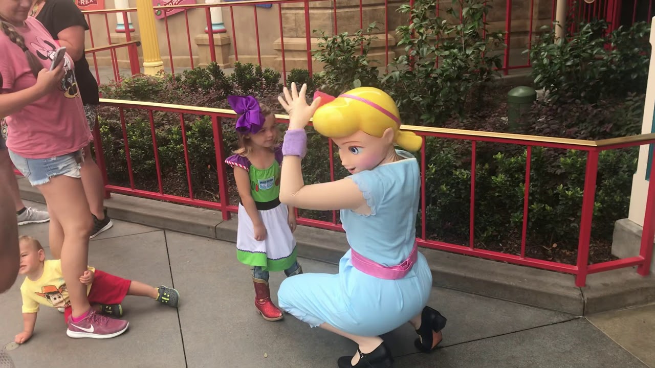 Bo Peep Compares bows with Paisley and dances with her at Disneyland