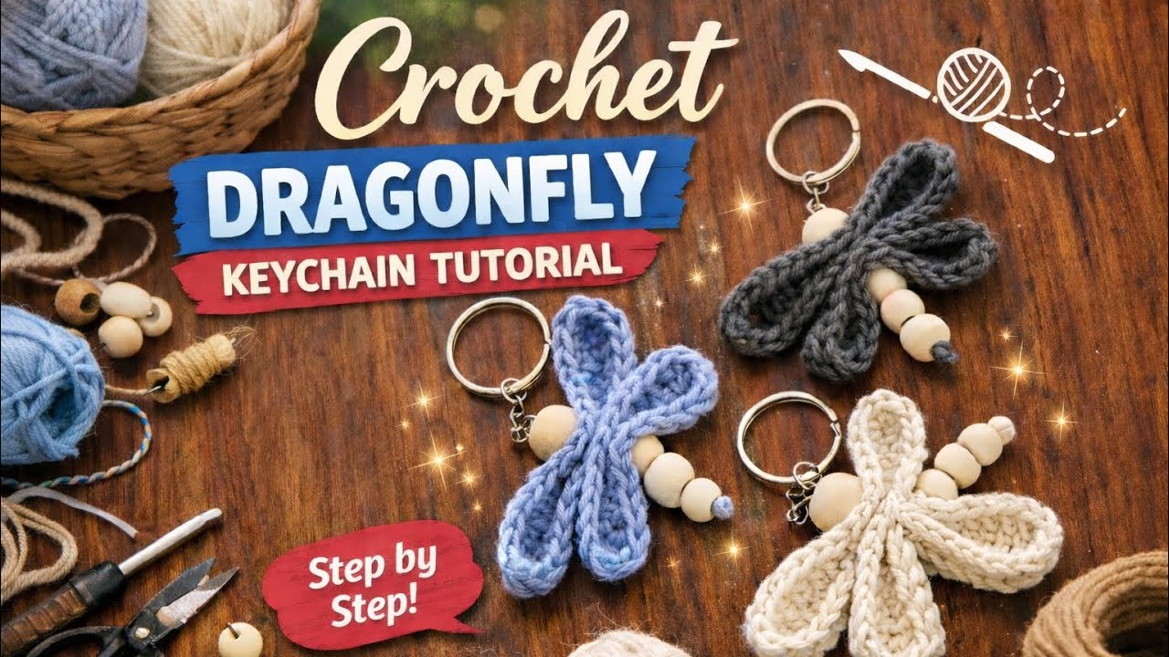It’s a Crochet dragonfly keychain! 
