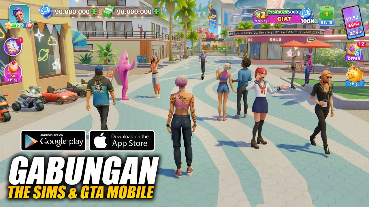 Поддержка индонезийского языка! Эта игра — гибрид GTA Mobile и The Sims! — Sunday City: Life Role...