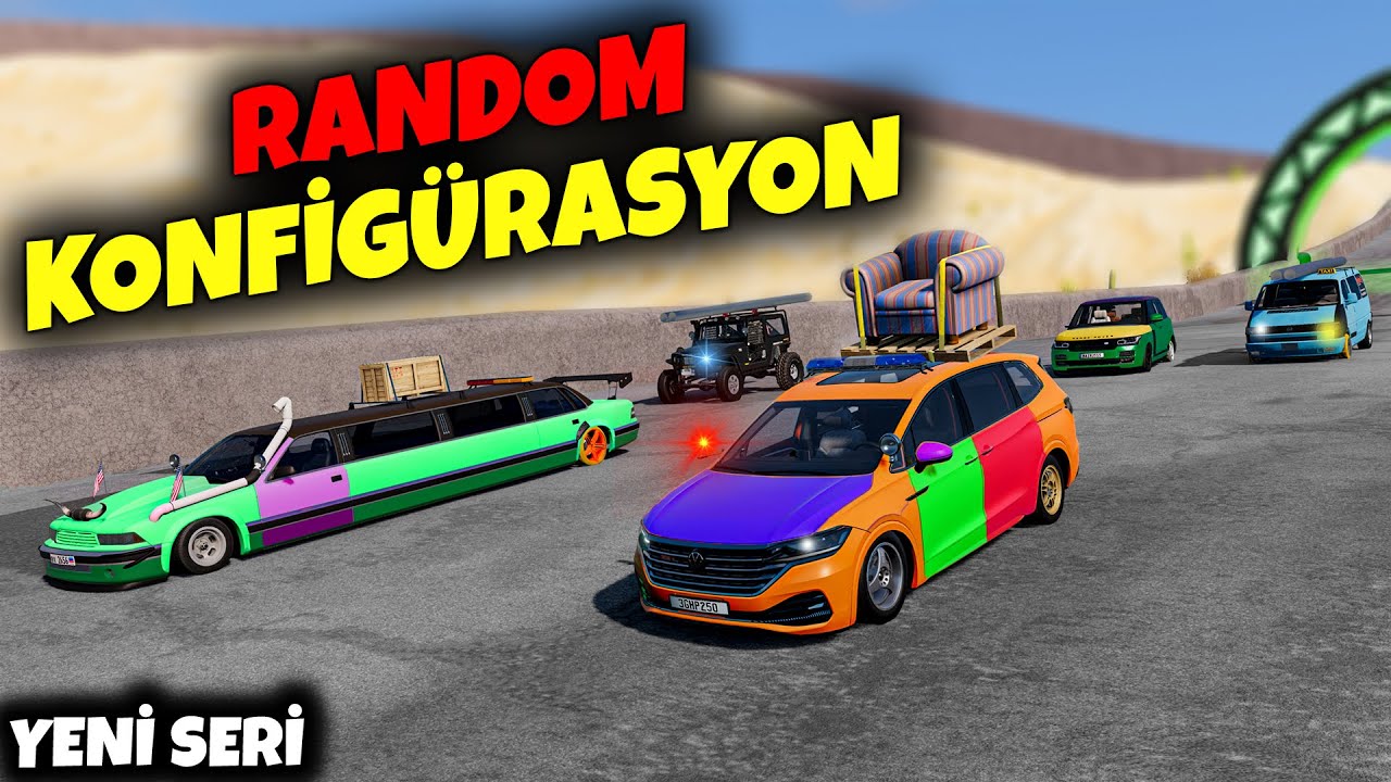 ZORLU YOLDA DRAG YARIŞI - RANDOM KONFİGÜRASYON ARABALAR  (BeamNG Drive)