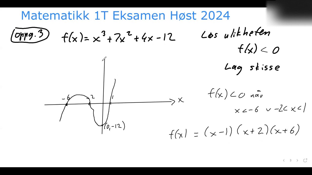 Matematikk 1T Eksamen Høst 2024 Del 1