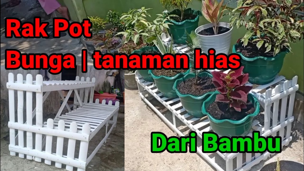 rak bunga  dari bambu || bamboo flower rack