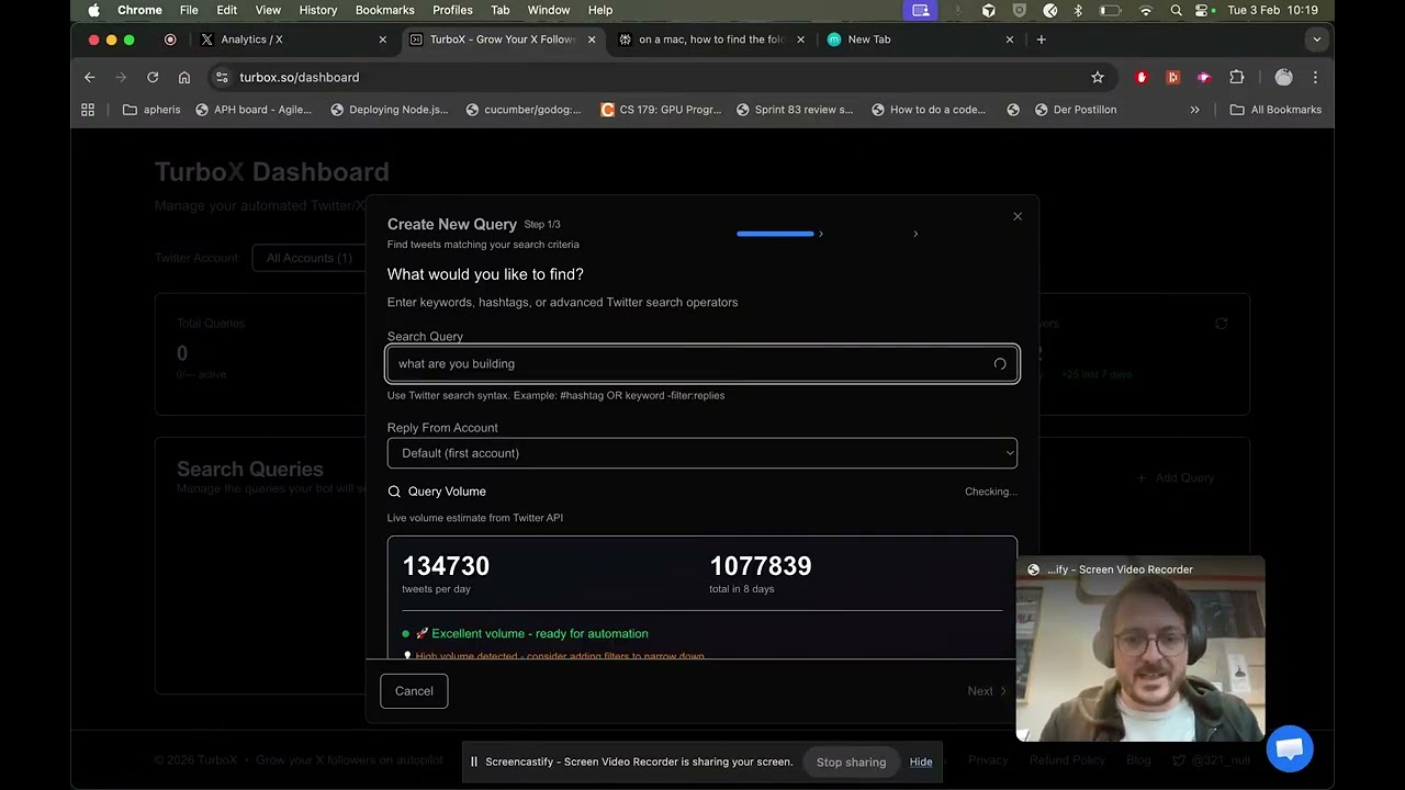TurboX demo - grow your x followers on autopilot