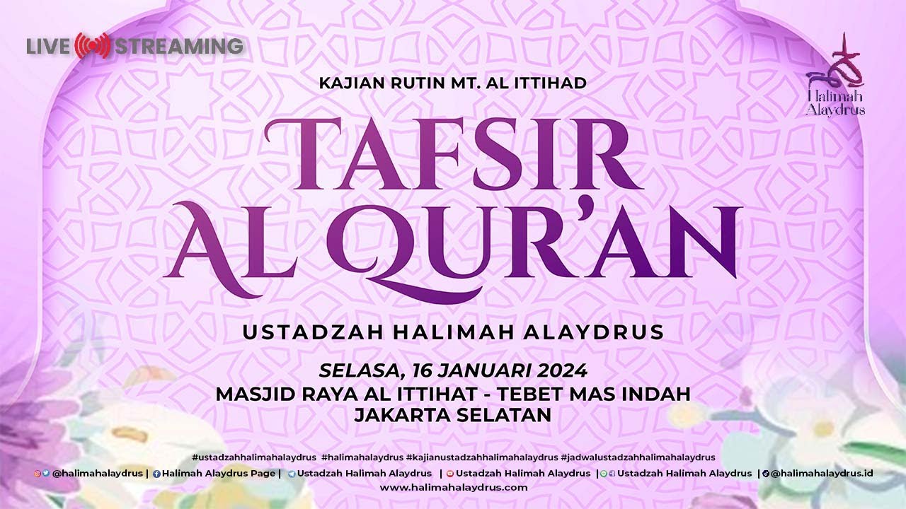 🔴TAFSIR SURAH YAASIN AYAT 65 - 70 - USTADZAH HALIMAH ALAYDRUS