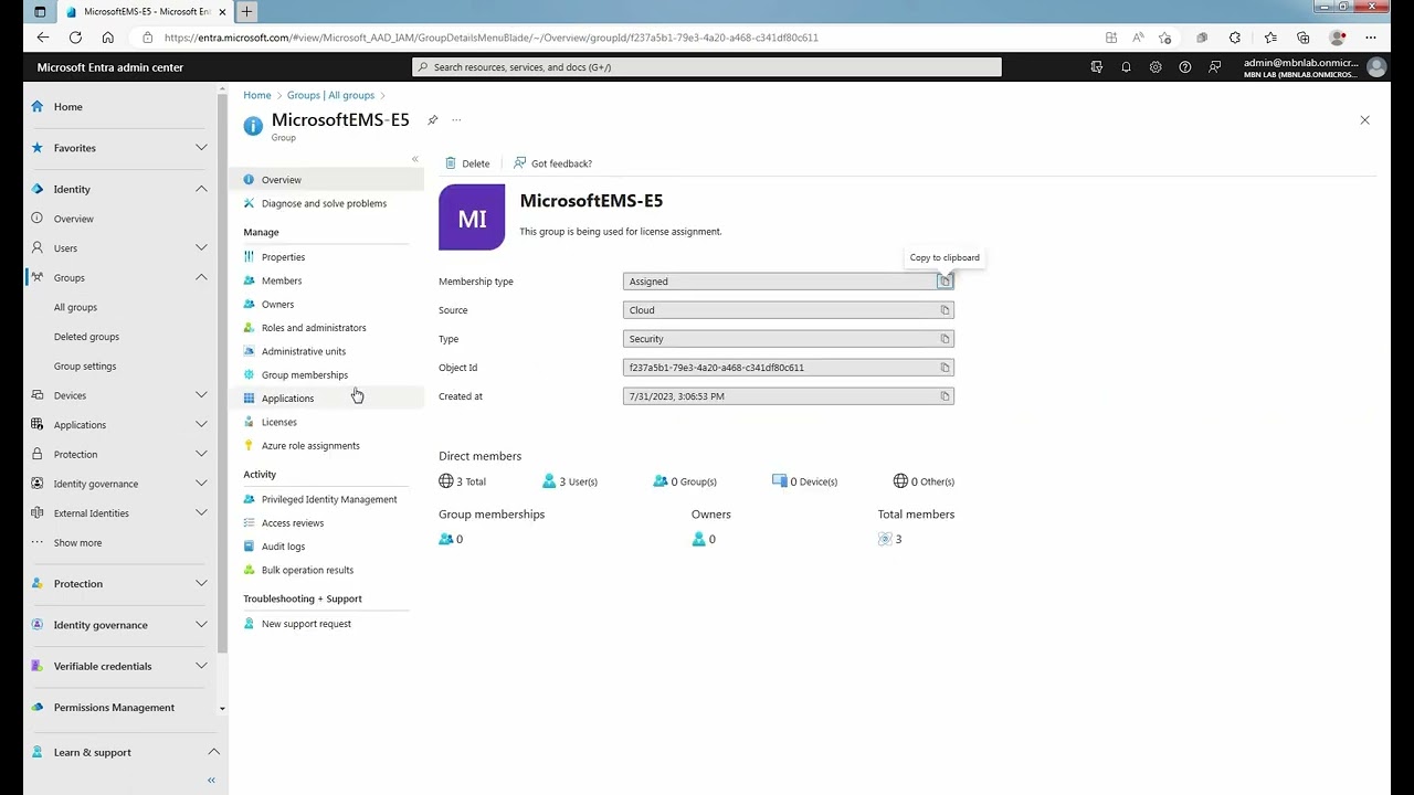 SC-300 LAB23. Групповое лицензирование в Microsoft Entra ID