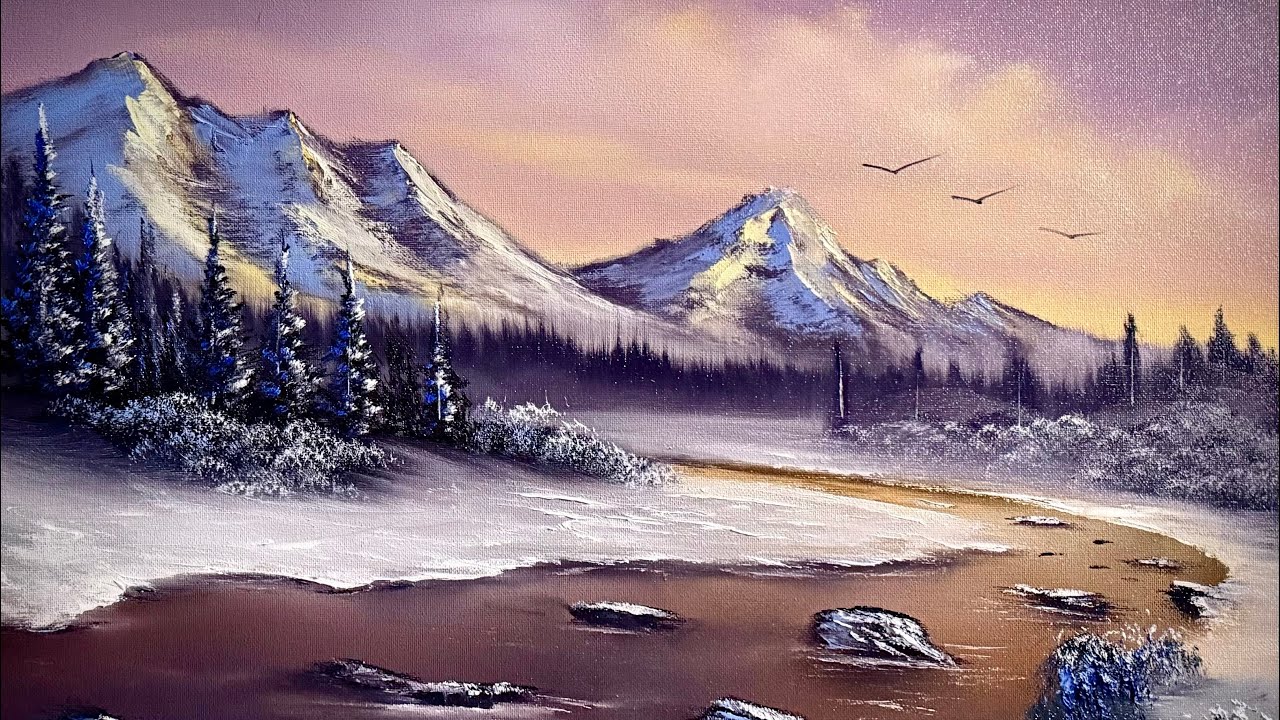 Mountain River Landscape Tutorial #paintwithjosh #paintingtutorial #Bobross #howtopaint #artteacher