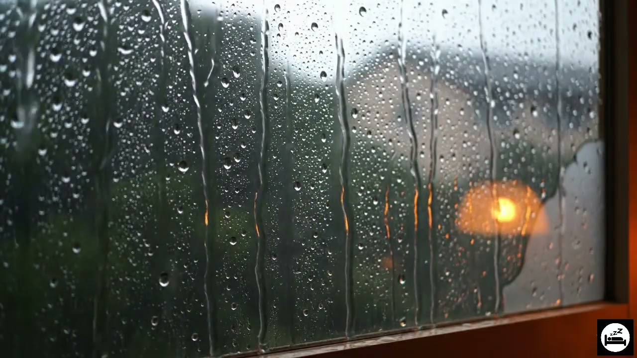 Heavy  Rain Sounds on Window for deep sleep #8 | No Music | 4 Hours