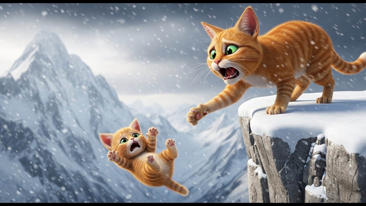 Kitten Slips From Mountain Cliff ❄️ | Mama Cat’s Life-or-Death Moment | Cat Rescue Story #catrescue