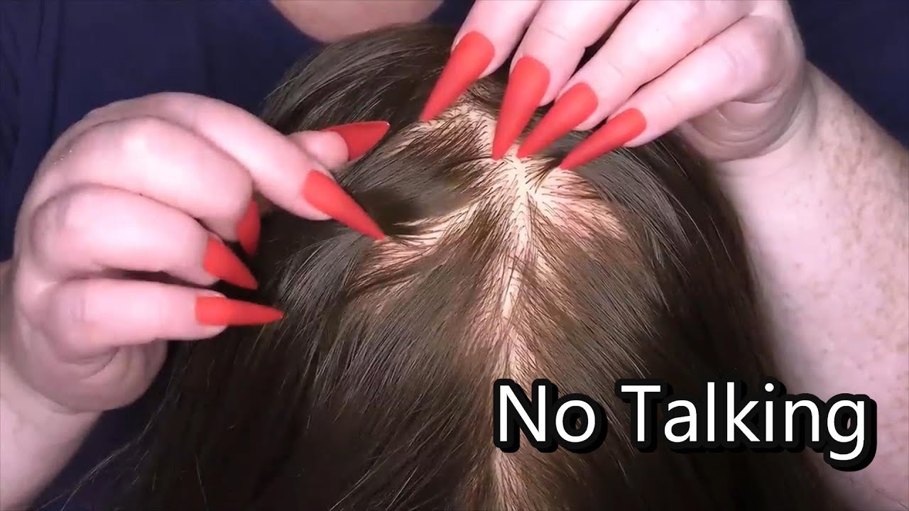 ASMR Scalp Check with Long Nails (NO TALKING) (Scalp Scratching, Close Up) Hairdresser Roleplay