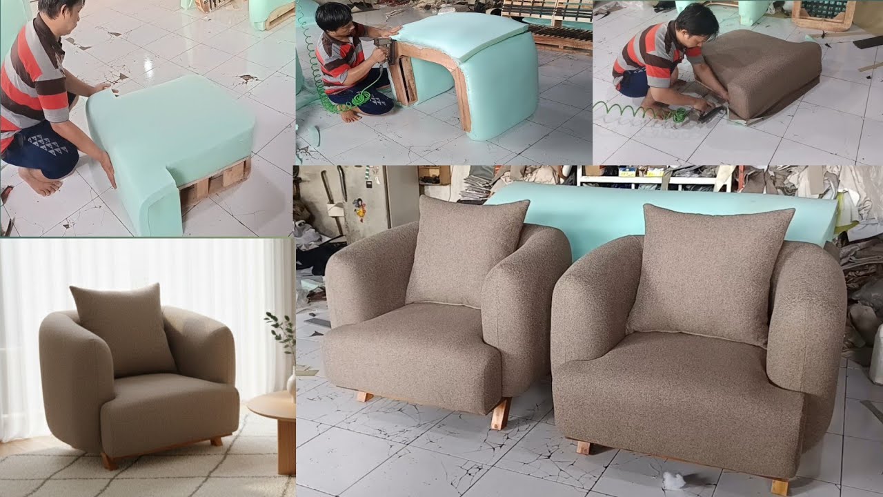 DIY, Cara Membuat sofa minimalis satu dudukan | model sofa satu dudukan terbaru | single sofa design