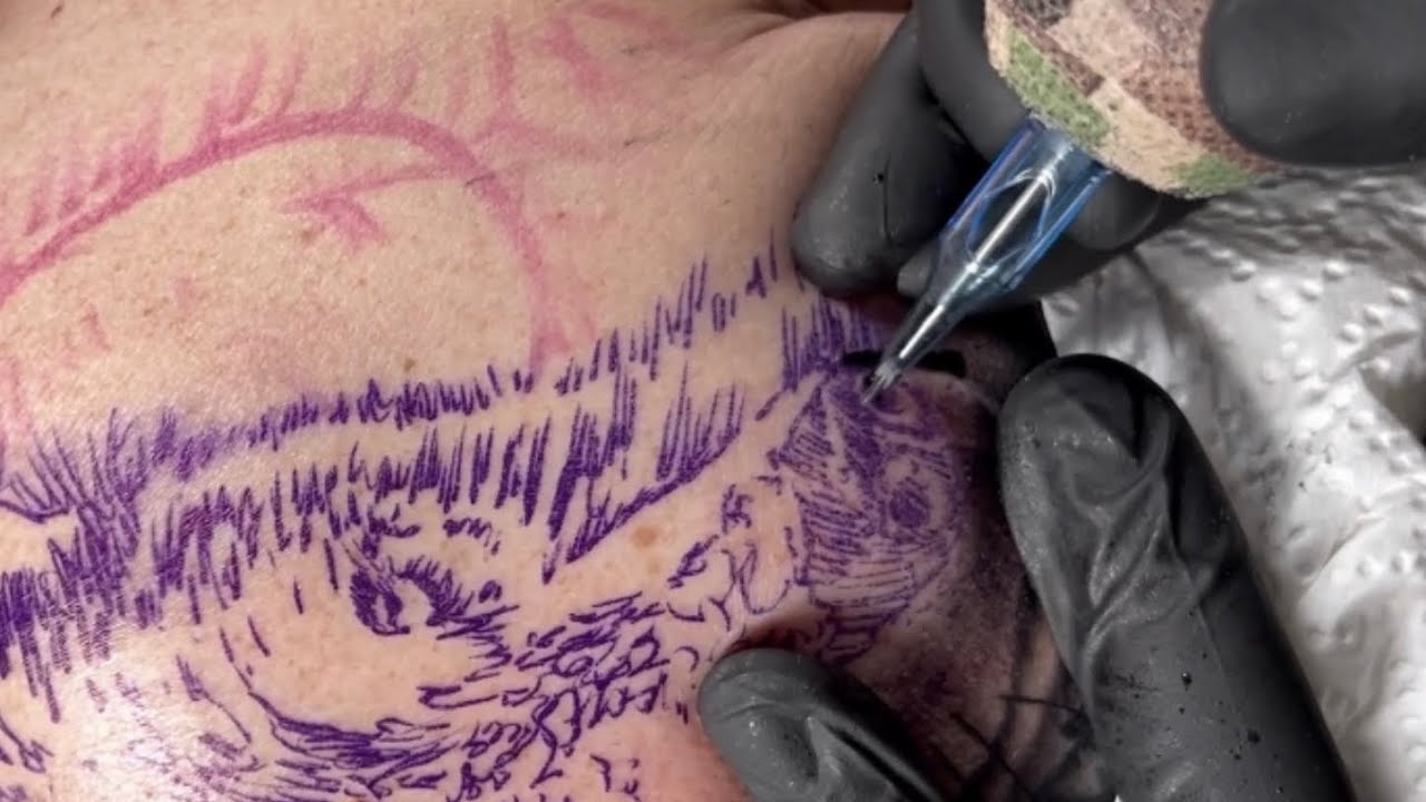Wolf Tattoo Cover Up | Time lapse