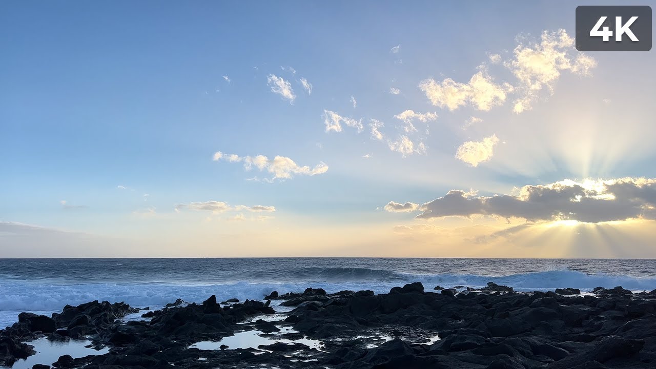 4K Calm Ocean Waves Ambient Scenery | Atlantic Coast | No Music | 1 Hour Loop