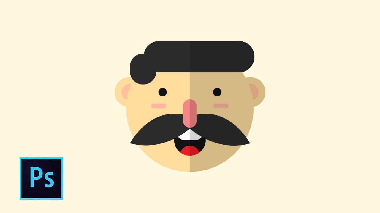 Draw #45 how to make a Flat Design Character using Photoshop