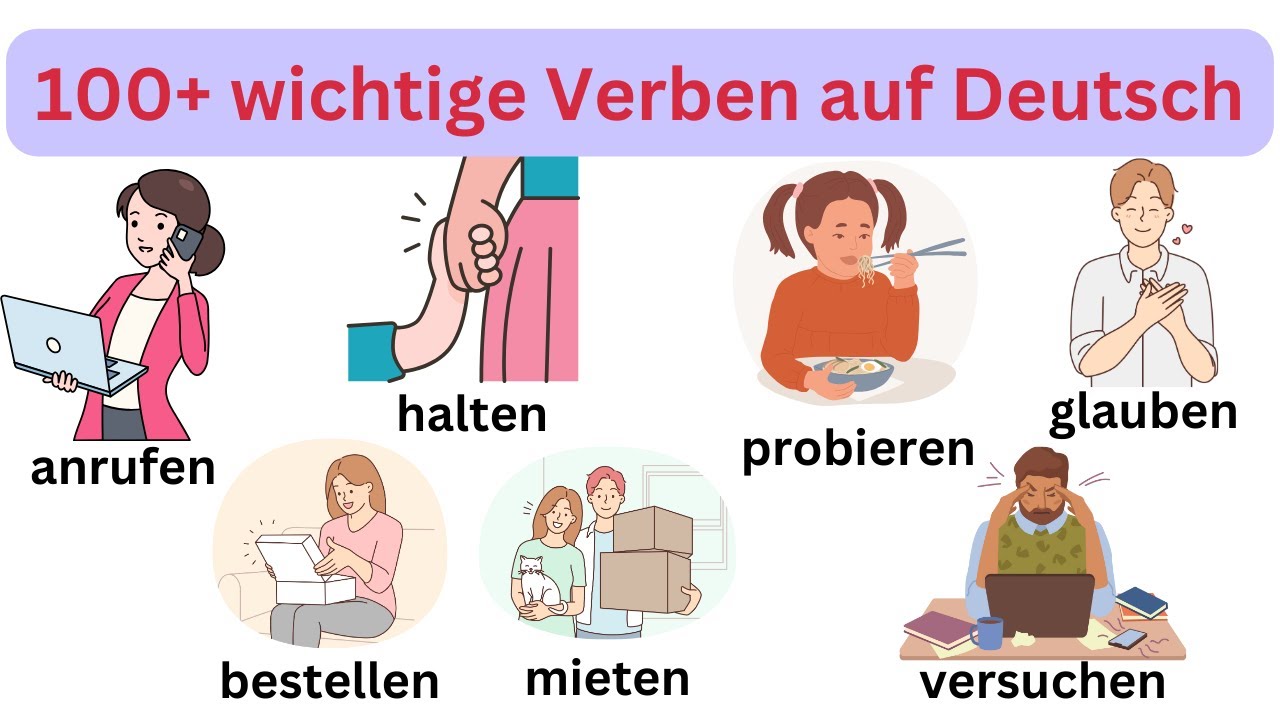Deutsch lernen | 100 wichtige Verben auf Deutsch – Schnell merken mit Bild & Ton! #deutschlernen