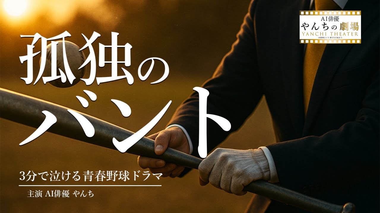 【本編】孤独のバント｜6分で青春スポーツドラマ｜AI俳優やんち主演