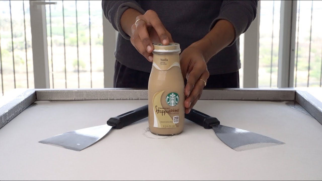 Ice Cream Rolls With Starbucks Frappuccino Vanilla Chilled Coffee Drink
