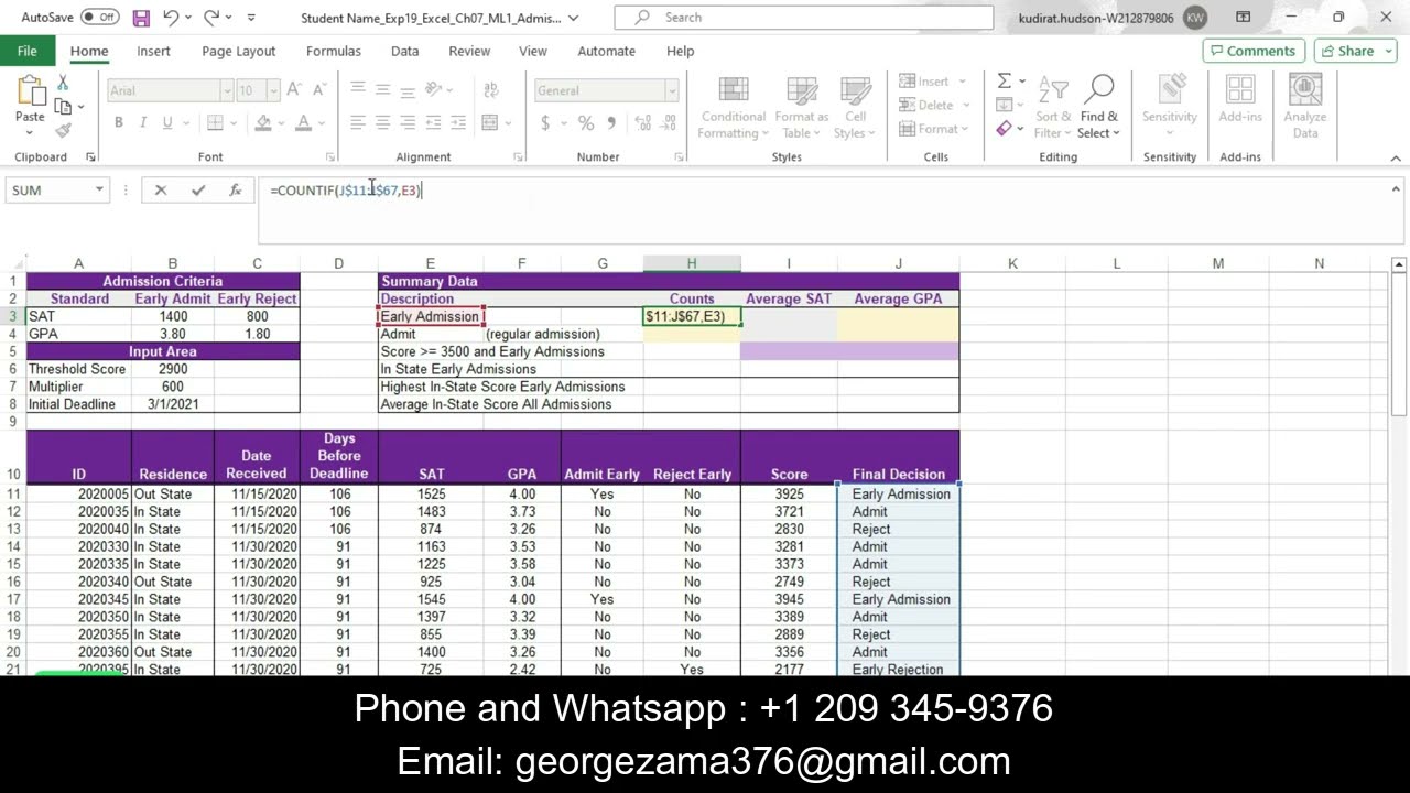 Exp19_Excel_Ch07_ML1_Admissions | Excel Chapter 7 Mid Level 1   Admissions Excel Chapter 7