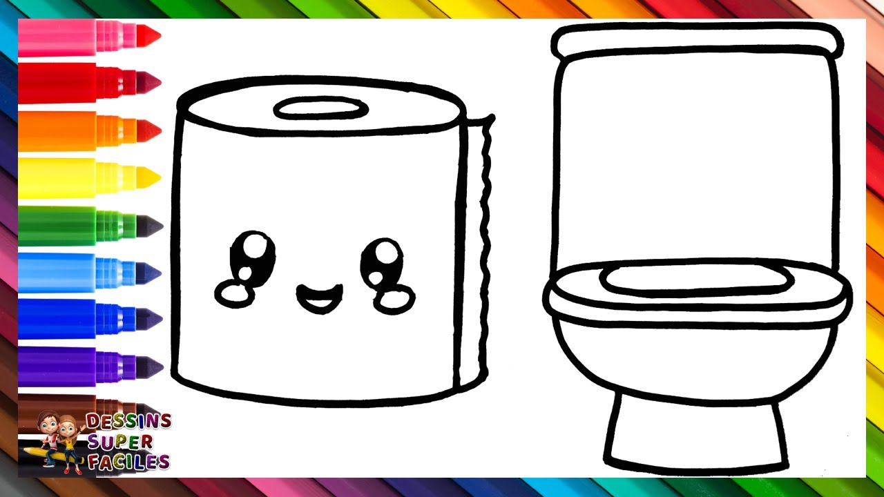 Dessiner et Colorier une Toilette Avec du Papier Toilette 🚽🧻🌈 Dessins pour Enfants
