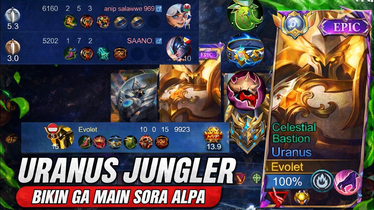 GAME PLAY URANUS JUNG, EMBLEM DAN BUILD  DI PACTH SEKARANG LAWAN SORA DAN ALPA😱😱