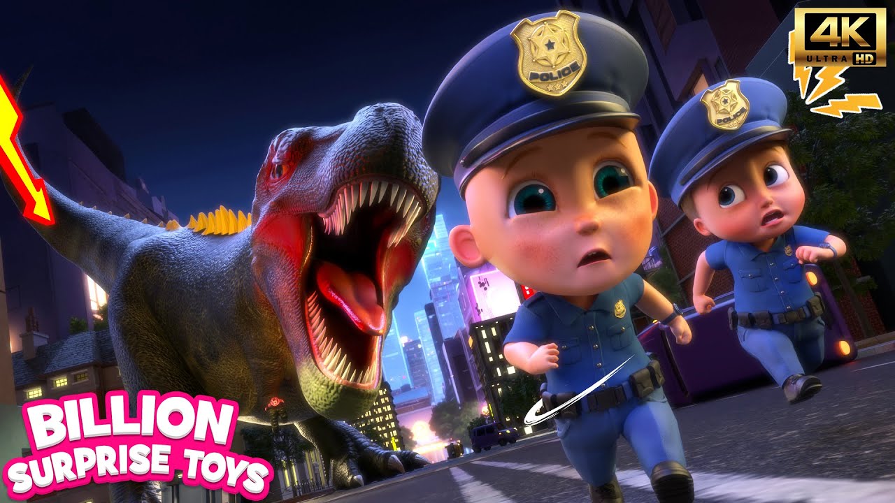 Dino Attack in the City🦖🚨Police Save the Day | Kids Cartoon Police Stories [4k]