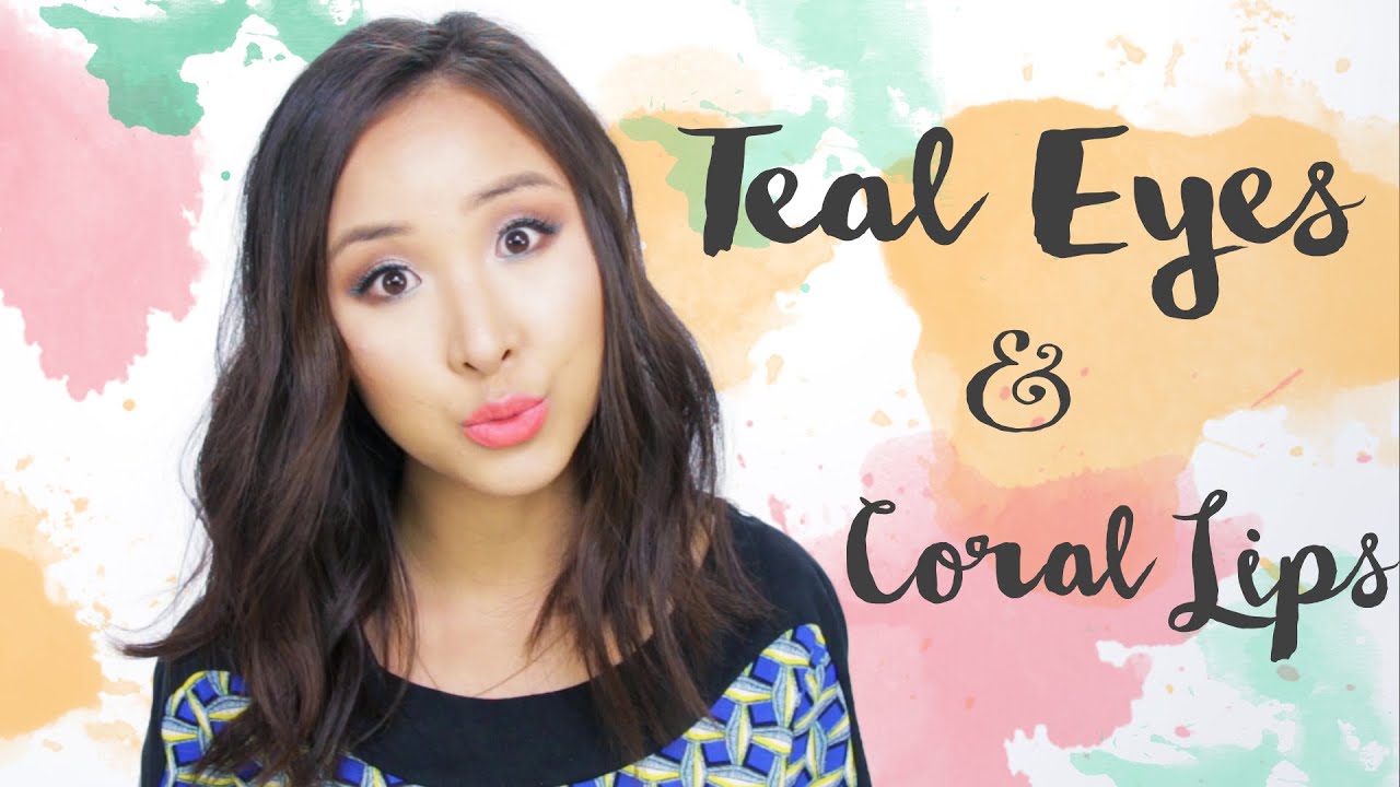 TEAL LINER + CORAL LIPS!!