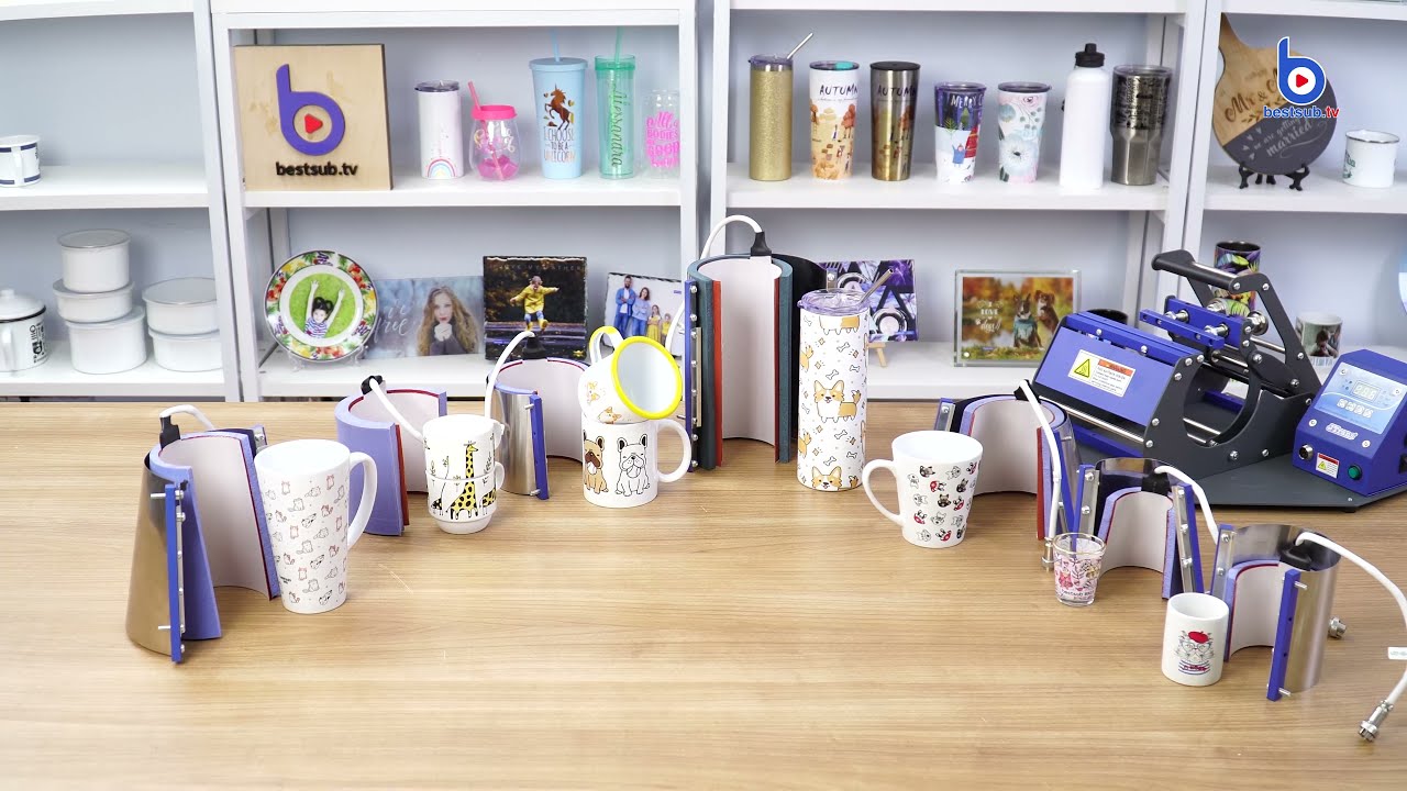 Unbox Easy Multi 7-in-1 Mug Press | For 20oz Tumbler, 6-15oz Mugs, 12-17oz Latte Mugs, 1.5oz Glass.