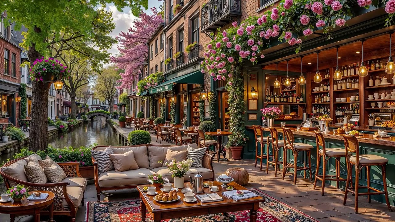 Gently Piano Jazz 🌿 Quiet Outdoor Street Cafe Ambience with Deep Jazz Music for Work, Study