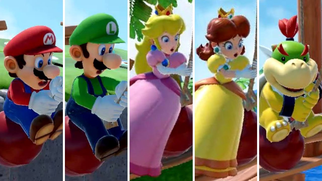 Super Mario Party Jamboree - All Character Zipline Animations