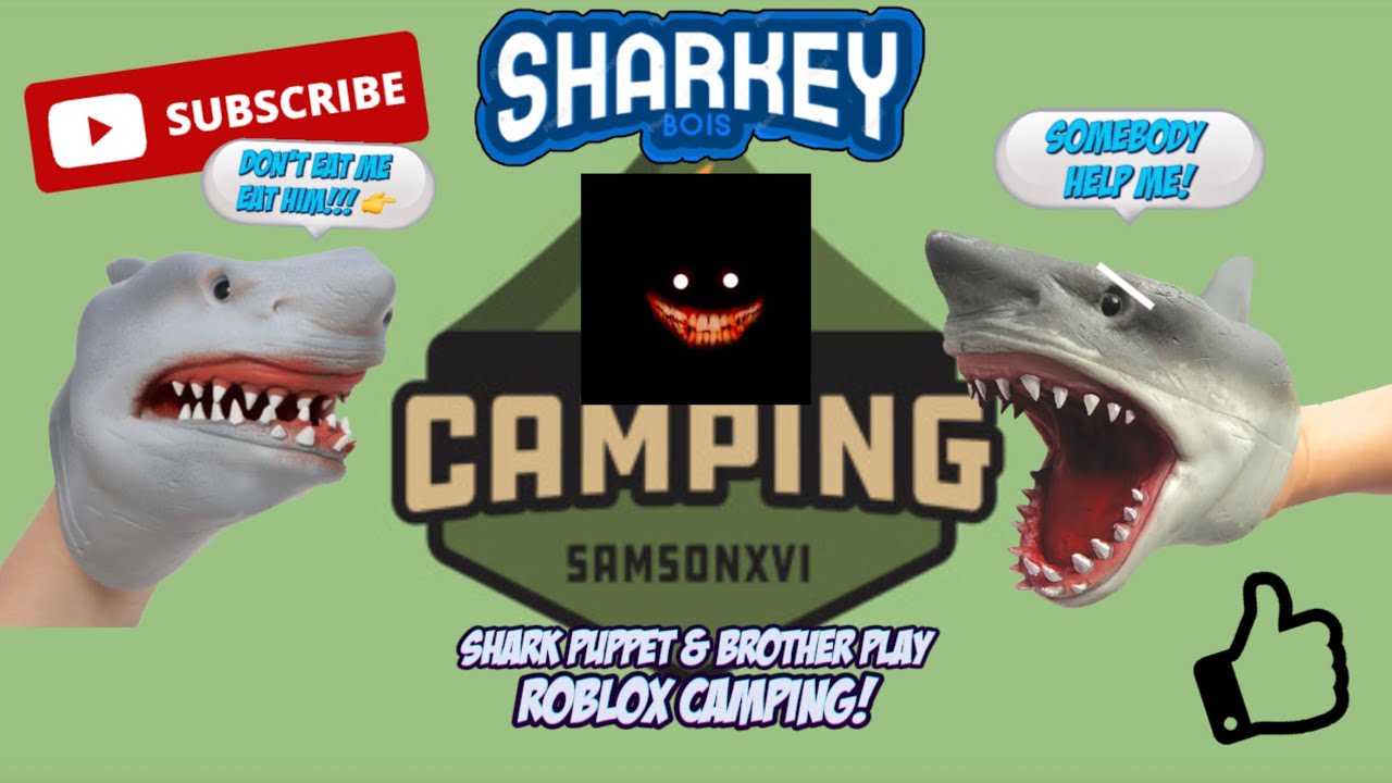 Shark Puppet & Brother play Roblox Camping!