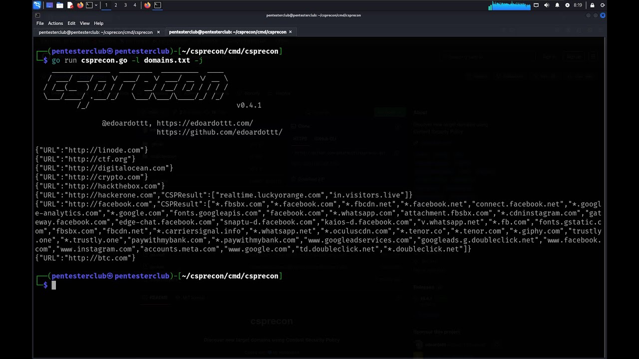 🔥 Domain Discovery Using Content Security Policy (CSPRecon Tool)