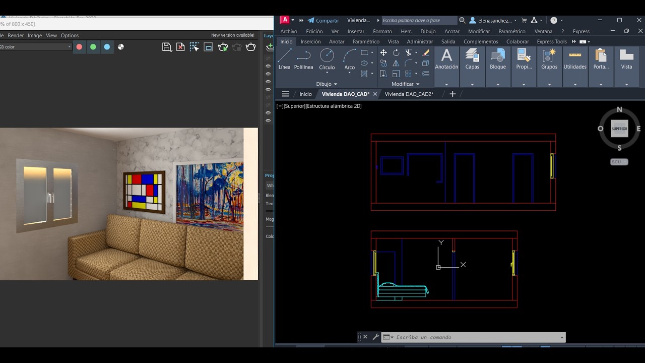 Exportar sección CAD y video y render desde SketchUp
