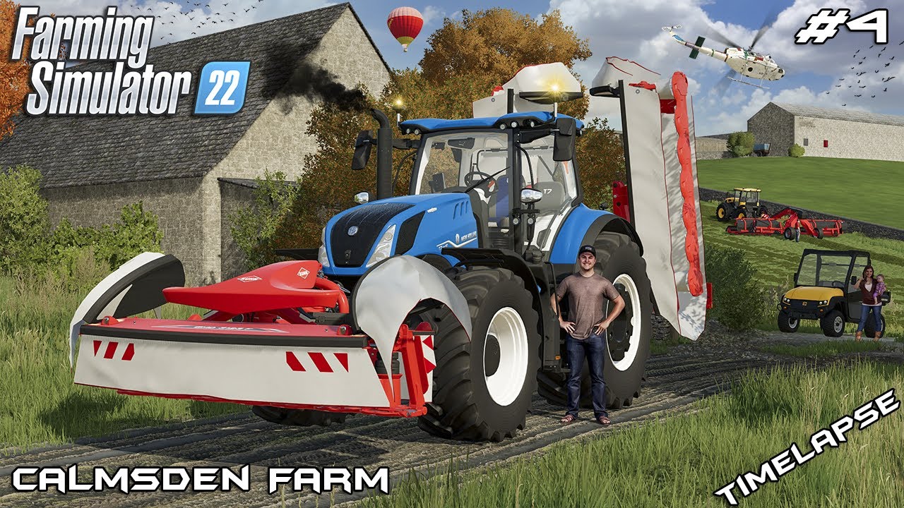 Mowing GRASS with New Holland T7.315 HD 🍀🚜🚨 | Calmsden Farm | Farming Simulator 22 | Episode 4