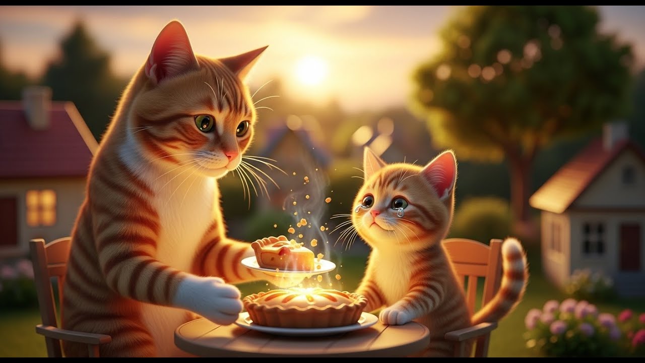 Mama Cat & Baby Cat – The Fallen Apple Pie | Emotional Cat Story Animation 🐱🍎