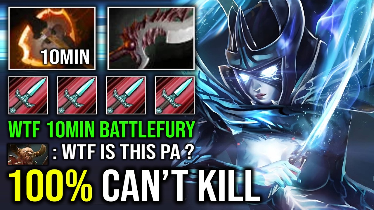 WTF 10Min Battlefury Unkillable Crit God 1 Shot Dagger Rampage Super Carry Phantom Assassin Dota 2