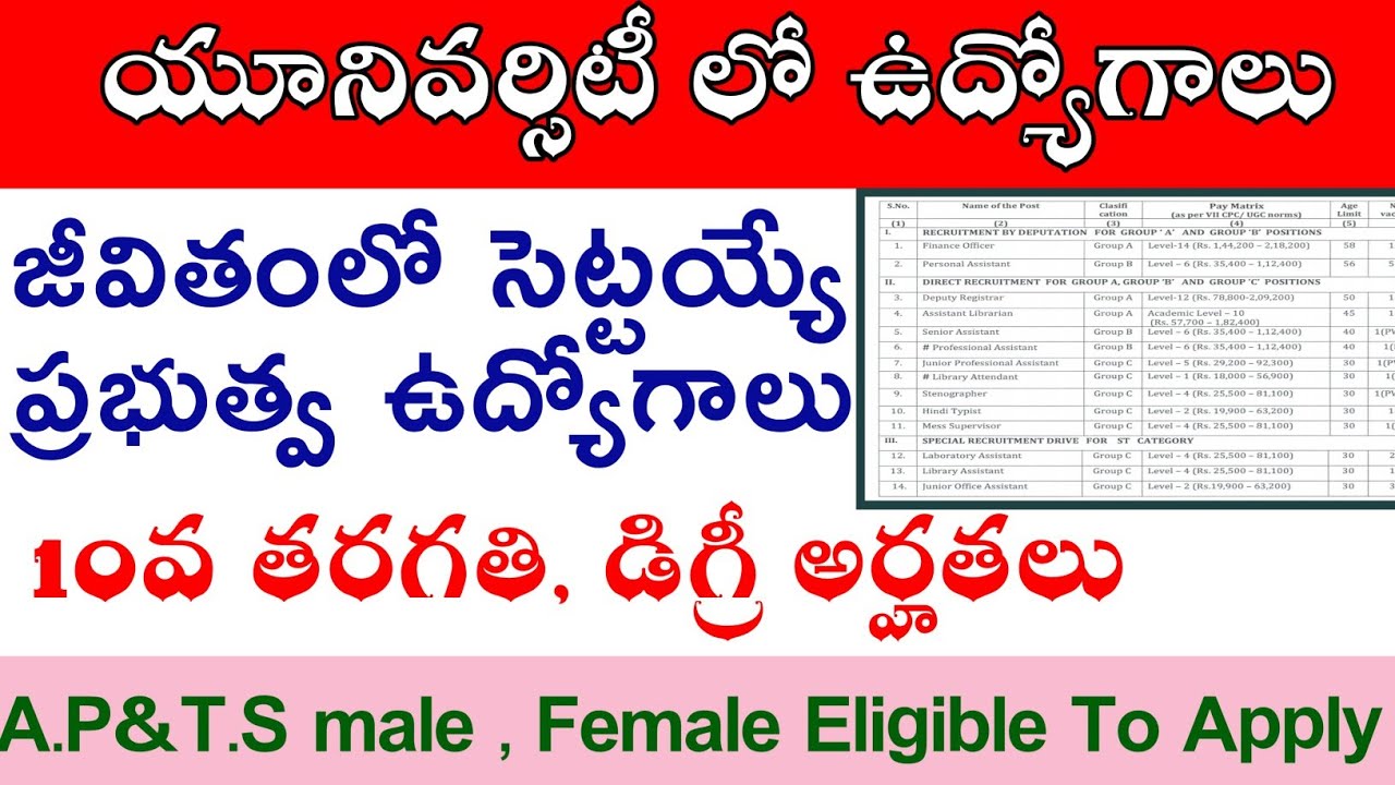 Latest Group A,B,C jobs Notification 2019 | Hyderabad University | All jobs 2019 | #freejobslerts